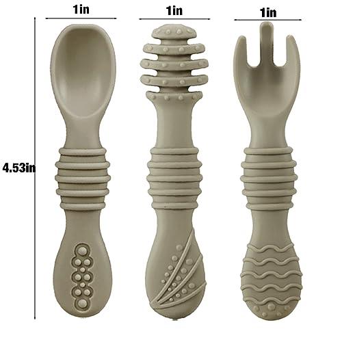 Light Tan/Walnut Spoons & Fork Feeding Set (6 Pack) - PandaEar