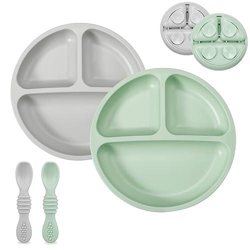 Silicone Baby Feeding Set, Premium 7 Piece Feeding Set, Baby Led Weaning  Supplies with Strong Suction Plate and Bowl, 2-in-1 Cup, Bib, Fork and  Spoon