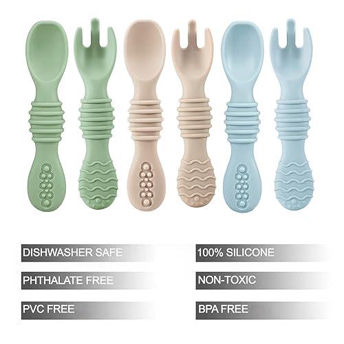 Silicone Baby Spoons & Fork(6 Pack) - PandaEar