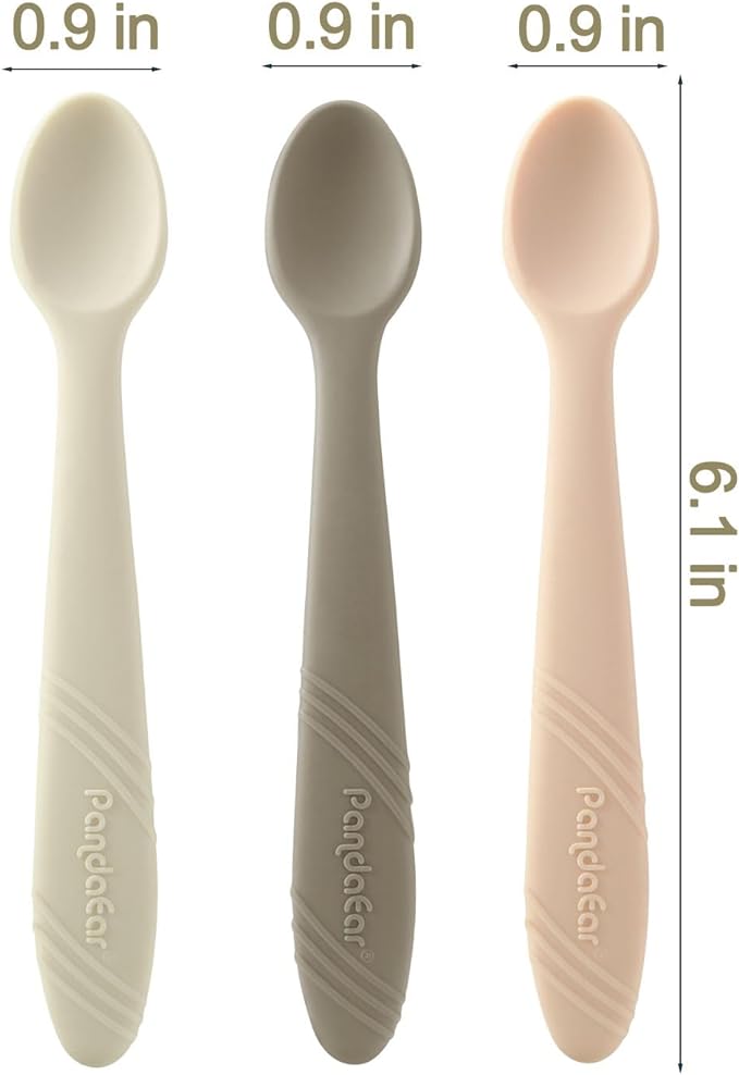 Silicone Baby Feeding Spoons, First Stage Baby Infant Spoons, Soft-Tip Easy  on I