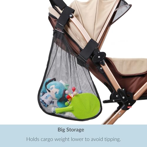 PandaEar 2 Pack Stroller Side Sling Baby Stroller Organizer Mesh Cargo Net Universal Non Slip Stroller Organizer Storage Black