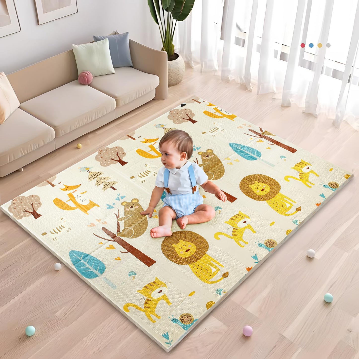 PandaEar Foldable Baby Play Mat, 78" x 59" Reversible Baby Floor Crawling Mat, Non-Slip Soft Foam Playmat for Infants, Babies, Toddlers