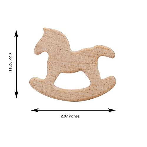Baby Binky Holder Clips with Wooden Teething Toy (4 Pack) - PandaEar