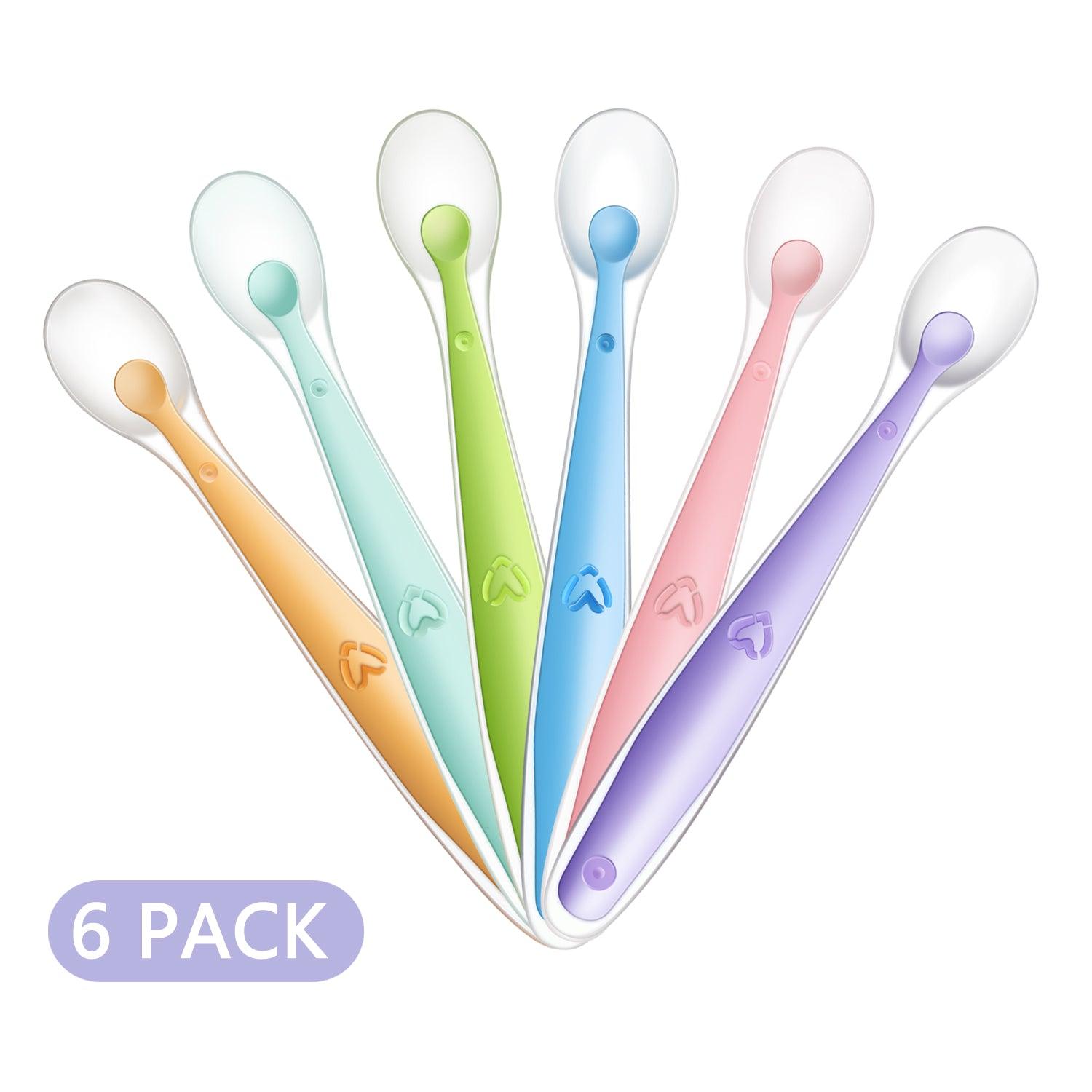 PandaEar Baby Silicone Soft Spoons| Training Feeding for Kids Toddlers Children and Infants| BPA Free 6 Pack| Great Gift Set |Gum-Friendly First
