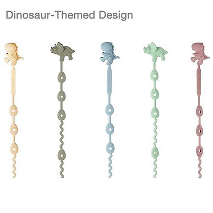 Dinosaur Silicone Pacifier Teether Harness Straps(5 Pack) - PandaEar