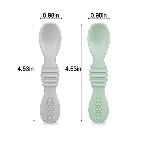 PandaEar Silicone Baby Feeding Set 2 Pack Silicone Divided Suction Plate  and 2 Pack Tiny