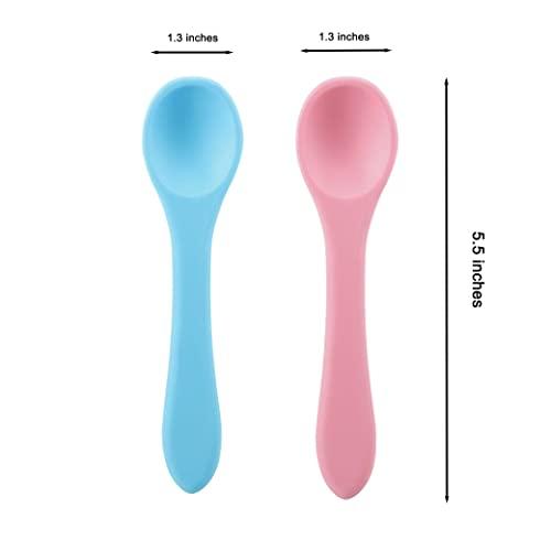 PandaEar Baby Silicone Soft Spoons| Training Feeding for Kids Toddlers Children and Infants| BPA Free 6 Pack| Great Gift Set |Gum-Friendly First