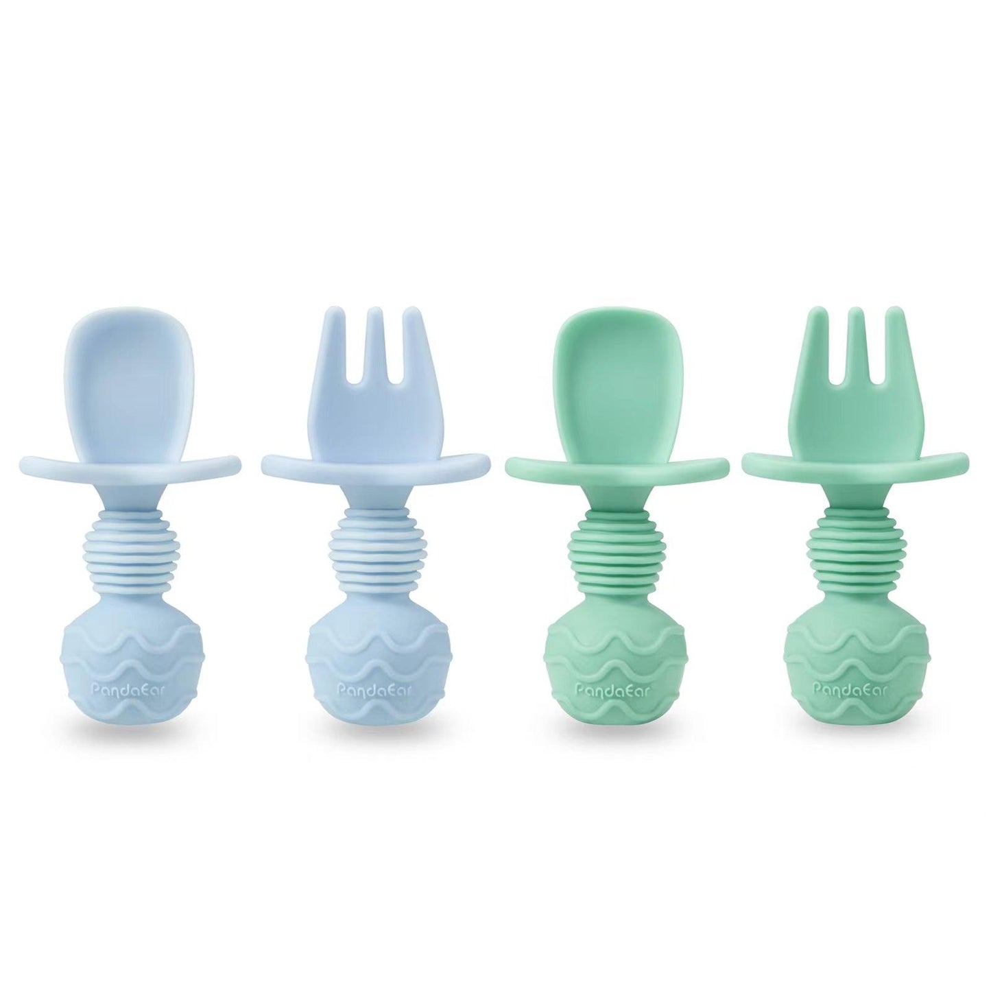 Silicone Baby Spoons and Fork Feeding Set (4 Pack) - PandaEar
