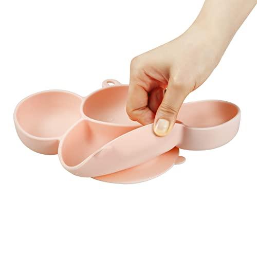 Piastra per bambini in silicone con piastra di aspirazione per bambini  bambini - Bpa Free 100% silicone bambino ha portato cibo per lo svezzamento  Piatti per orsi ciotole Primo stadio Self Fee