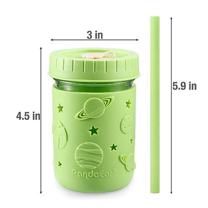 Kids & Toddler Glass Cups with Silicone Sleeves & Straws (4pack) - PandaEar